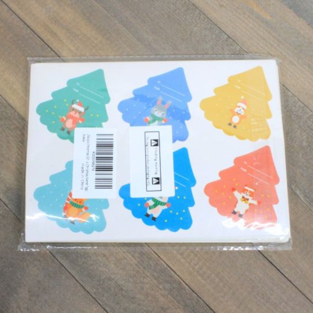 Cute Christmas Holiday Gift Name Tag Animal Trees Stickers 254 piece